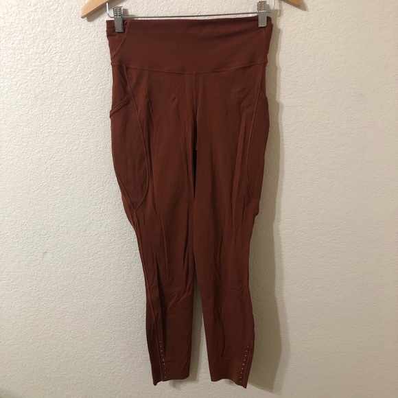 Lululemon Fast & Free High-Rise 25" 7 Pocket Terracotta Orange Leggings - Size 8 - Picture 2 of 8